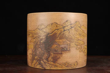  『古』紫砂【筆立 筆筒 陽季初】重量1592g 置物 擺件 古董 骨董 古置物 唐物茶壷 茶壷 明代/清代