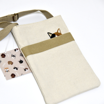 新品 うちの子 ポシェット オフホワイト ミニショルダーバッグ 猫 刺繍 ネコ 動物 かわいい ショルダーポーチ レディース 斜めがけ