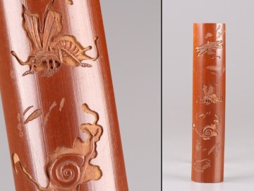 中国古玩 唐物 煎茶道具 古竹造 茶合 時代物 極上品 初だし品 D5293