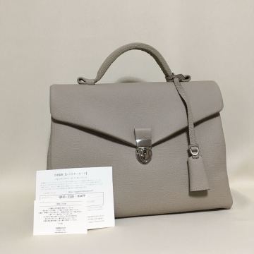 新品未使用◇大峽製鞄 オオバセイホウ 定価18万 レイロウ32 スモールサイズ ソフトビジネス バッグ ライトグレー 1294-GMS 牛革 日本製 A4