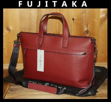 送料無料 即決【未使用】 FUJITAKA ★ イタリアンレザー ショルダーバッグ A4 イーナ ★ フジタカ 日本製 税込定価5万1700円 630503 併