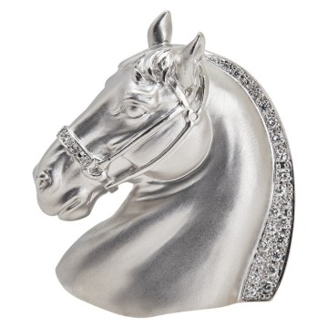 Pt900 プラチナ ダイヤ0.30ct 馬 ホースヘッド ペンダントトップ ブローチ レディース 中古