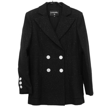 シャネル CHANEL ダブルジャケット 36 ブラック レディース