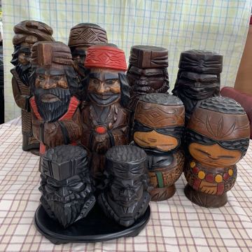 ★ 北海道 アイヌ 民芸品 木彫り ニポポ インテリア おまとめ 10体セット 壁掛け 置物 木製 昭和レトロ