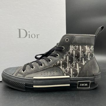 1円 【美品】 Christian Dior クリスチャンディオール B23 オブリーク ハイカット ブラック 黒 メンズ スニーカー シューズ 靴 28cm相当