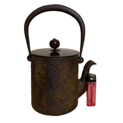 鉄瓶　筒形　蓋銘　蔵六 煎茶道具