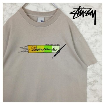 【STUSSY】00s'USA製 銀タグ アートボックスロゴ　Tシャツ