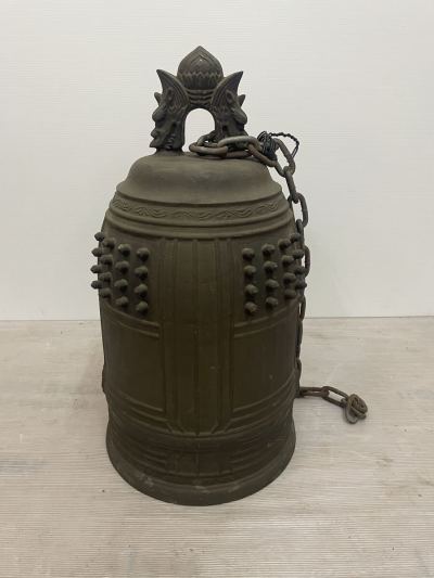 【希少品】 釣鐘 梵鐘 仏教美術 アンティーク レトロ 真鍮製　双龍頭　重量約25kg 高さ約58cm 直径約30cm