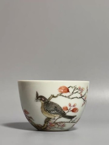 【萬藏】中国古美術 清時代 茶碗 粉彩 陶磁器 骨董 古玩 時代物 中国美術 古美術 骨董品 唐物 当時物 口径7cm 高さ5cm h1