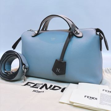 【フェンディ】美品 バイザウェイ ミディアム 2way ショルダーバッグ ブルー 8BL124 ハンドバッグ イニシャル入り 1円スタート