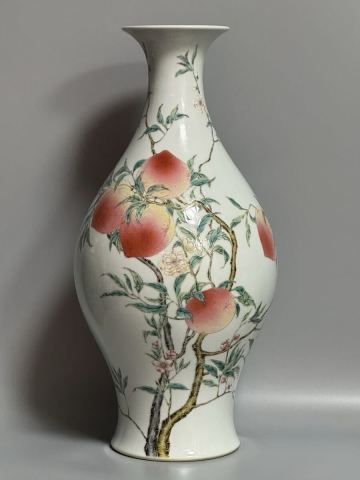 【萬古】中国古美術 清時代 粉彩 花瓶 時代物 古玩 骨董品 唐物 時代物 当時物 置物 高さ40cm w25