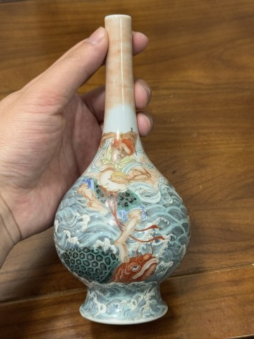 中国古美術 清時代 粉彩 花瓶 骨董 古玩 時代物 中国美術 古美術 骨董品 唐物 当時物 置物 高さ18cm h15