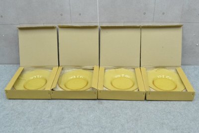 C3322■未使用品 オフセンターガラス皿 アンバー(琥珀)ガラス皿 12枚セット(3枚セット&times;4箱) ガラス皿 プレート 洋食器 カフェ レストラン