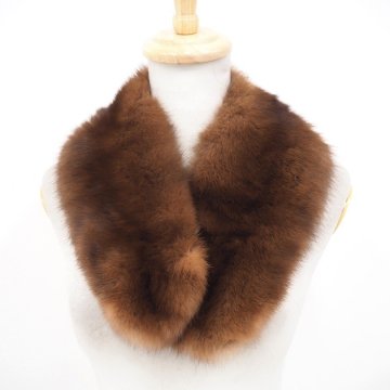 高級毛皮【 ￥1000～ / Faviora / フリンジ付属なし / 和装・洋装OK 】◆美品 ◆セーブル ◆ショール マフラー 幅17cm丈 ◆ブラウン ◆G627