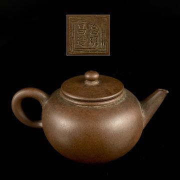 煎茶道具 唐物 朱泥 砲口 葛明昌造 急須 宜興 紫砂 茶壷 中国古玩