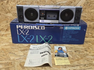 当時物 HITACHI TRK-LX2 PERDISCO 日立 パディスコ ラジオカセットレコーダー ラジカセ 箱付き 説明書付き 昭和レトロ