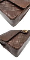 0221■1円 美品 CHANEL シャネル Wフラップ25 チェーンショルダーバッグ ココマーク マトラッセ ターンロック ブラウン ゴールド金具