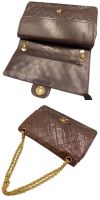 0221■1円 美品 CHANEL シャネル Wフラップ25 チェーンショルダーバッグ ココマーク マトラッセ ターンロック ブラウン ゴールド金具