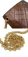 0221■1円 美品 CHANEL シャネル Wフラップ25 チェーンショルダーバッグ ココマーク マトラッセ ターンロック ブラウン ゴールド金具