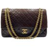 0221■1円 美品 CHANEL シャネル Wフラップ25 チェーンショルダーバッグ ココマーク マトラッセ ターンロック ブラウン ゴールド金具