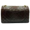 0221■1円 美品 CHANEL シャネル Wフラップ25 チェーンショルダーバッグ ココマーク マトラッセ ターンロック ブラウン ゴールド金具