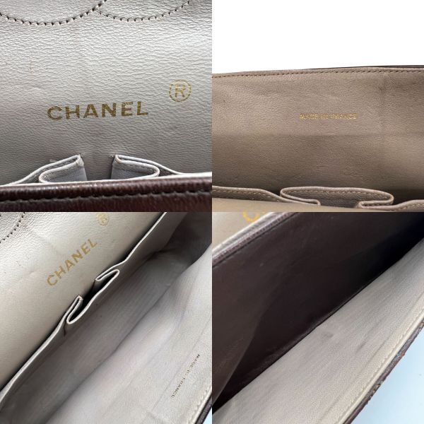  0221■1円 美品 CHANEL シャネル Wフラップ25 チェーンショルダーバッグ ココマーク マトラッセ ターンロック ブラウン ゴールド金具