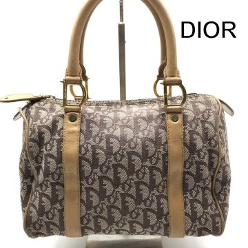 1円 Christian Dior ディオール トロッター キャンバス レザー ミニボストン ハンド バッグ ブラウン レディース ブランド 鞄 a12460