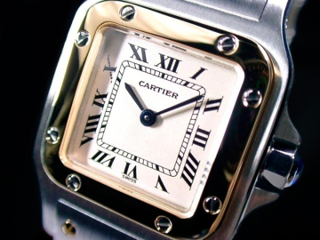 ★極美品 Cartier カルティエ サントスガルベ 18金/SS SM 1567 Cal.057 レディース アイボリー 綺麗！★