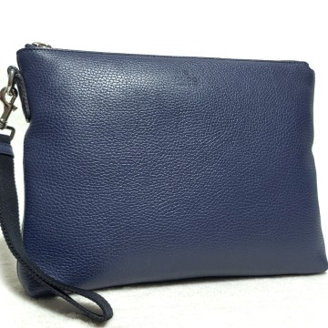 美品 ■GUCCI クラッチバッグ コスモポリス セカンド レザー シボ革 裏地総柄 ディアマンテ ストラップ グッチ メンズ ビジネス ネイビー
