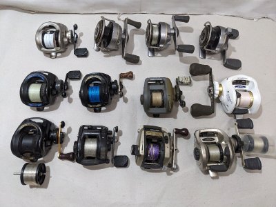 (管42139)イカダ釣り 落とし込み用 チヌ 黒鯛 リール 12点セット ダイワ バイキング 筏44 シマノ チヌマチック1000 チヌスペシャル GT500
