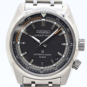 1円 新品同様 保/箱付 稼働 セイコー スピードタイマー 6R55-00L0 AT/自動巻 グレー文字盤 メンズ腕時計 0007700 11RKT 17310 SMZ