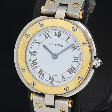 1円 稼働 カルティエ サントス ラウンド 84038288 QZ ホワイト文字盤 レディース腕時計 0020020 4ERT NKJ