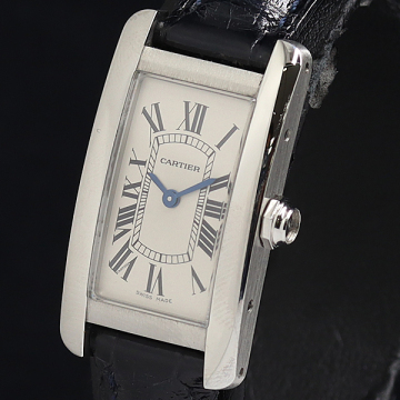 1円 稼働 カルティエ タンクアメリカン WSTA0016 QZ シルバー文字盤 レディース腕時計 0007920 4BKT