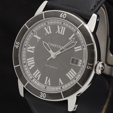 1円 稼働 カルティエ ロンド クロワジエール 3886 WSRN0003 AT/自動巻 デイト シルバー文字盤 メンズ腕時計 0090420 4JWT KUT