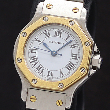 1円 カルティエ サントスオクタゴン SMサイズ 90759210 AT/自動巻 YG&times;SS ホワイト文字盤 レディース腕時計 0066220 4KHT NAM