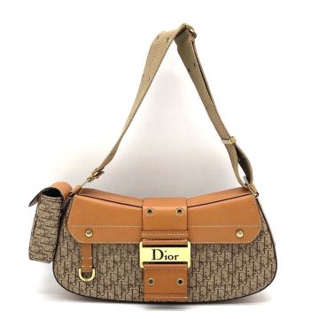 1円 外観新品同様品 Christian Dior クリスチャンディオール ストリートシック トロッター ショルダーバッグ ワンショルダー ブラウン