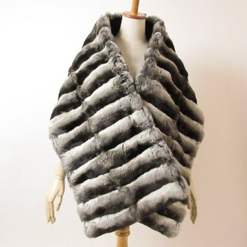 r8f041320★なめし柔らかめ チンチラ 大判ストール 破れ無し