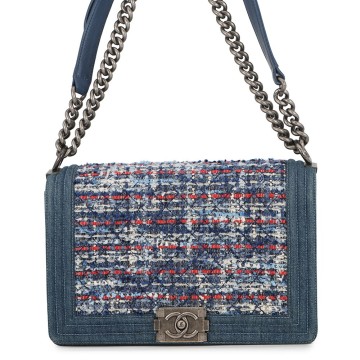シャネル チェーンショルダーバッグ ココマーク ボーイシャネル デニム ツイード CHANEL 【安心保証】