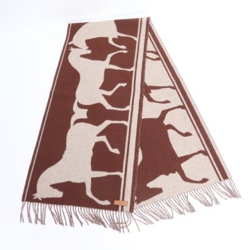 1円■極美品■現行品■エルメス■タグ付■テット ア クー カシミヤ 100% マフラー フリンジ ブラウン レディース REE DT44-9