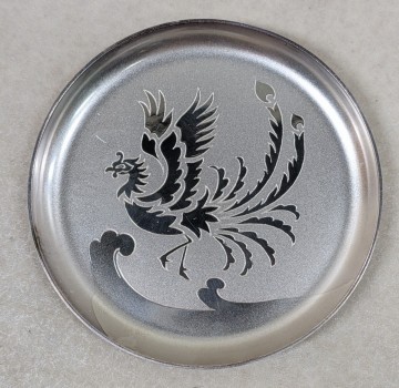 H51★ 小皿　山崎 純銀 刻印 銀製 鳳凰文　茶道具 急須台　山崎商店 アンティーク プレート 約9cm 29g