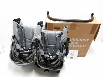 ○Air Buggy エアバギー ココダブルEX フロムバース アースブルー 二人乗り用 ベビーカー レインカバー/箱付き 0407-91A ＠200○