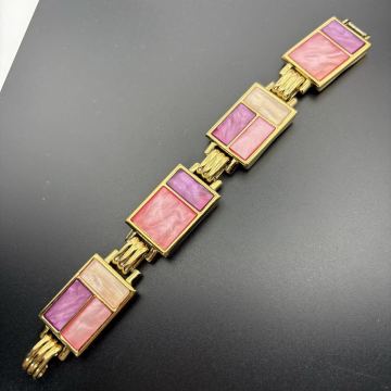 【希少】Yves Saint Laurent イヴサンローラン ブレスレット バングル カラーストーン 大ぶり ゴールド コスチュームジュエリー