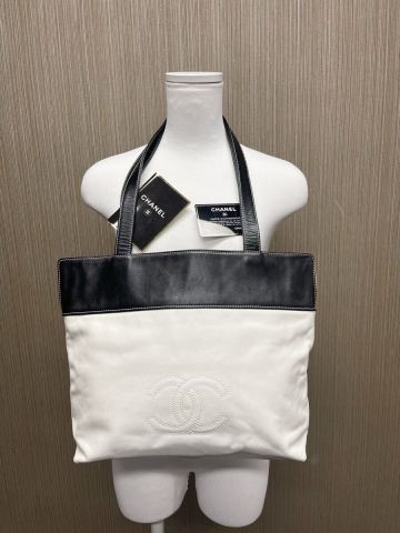 希少！1000～正規品 極美品 シャネル CHANEL ビックココマーク バイカラー トート ショルダーバック シリアルシール カード有 ヴィンテージ