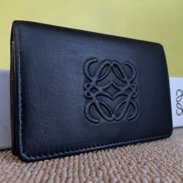 一円　美品 LOEWE ロエベ アナグラム カードケース ウォレット 財布 レザー ブラック　ゴールド