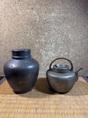 古錫　點銅　中国　清朝　急須　漢詩　茶壺 茶入 茶器 茶筒 茶道具 煎茶道具　鉄瓶