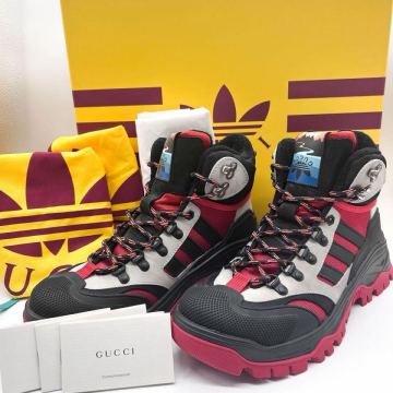 1円 希少 未使用 GUCCI&times;adidas トレッキングブーツ 7.5 黒 グッチ アディダス コラボ スニーカー トレッキングシューズ レースアップ 
