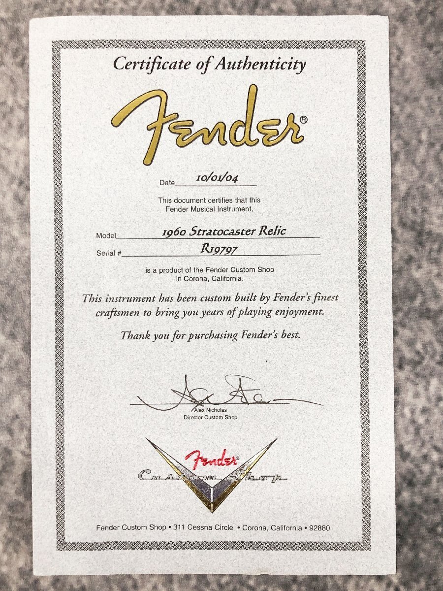  【 C 】 K4288 Fender Custom Shop 1960 Stratocaster Relic #19797 フェンダー エレキギター ケース付 2601112