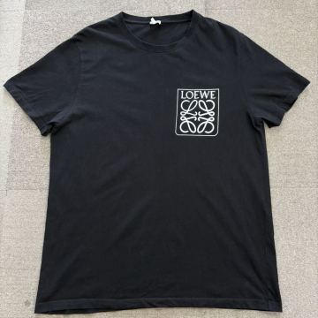 25『極美品・現行タグ』 LOEWE ロエベ メンズ アナグラム フェイクポケット ロゴ刺繍 半袖 Tシャツ ブラック 黒 XLサイズ