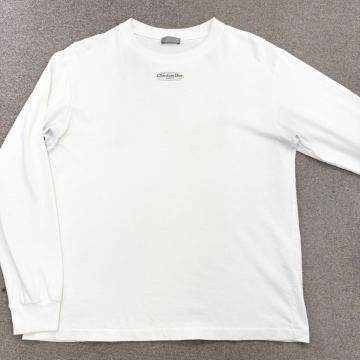 21『極美品・現行モデル』 DIOR ディオール メンズ 25年モデル ロゴパッチ ロングスリーブ 長袖 Tシャツ ロンT ホワイト 白 M相当