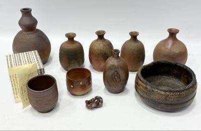 【9点まとめ】 備前焼 徳利 酒器 湯呑み 建水 在明 